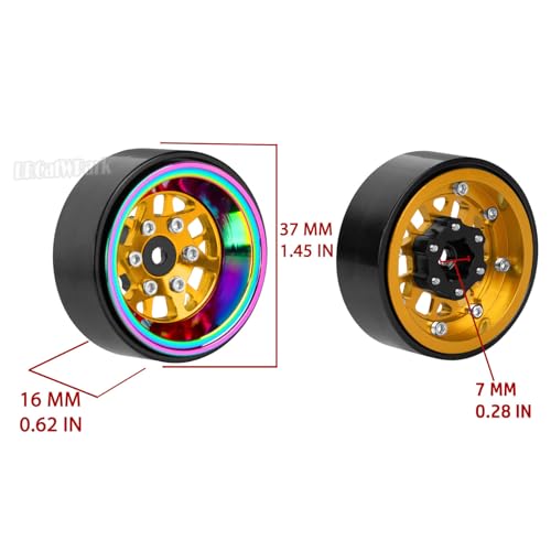 RC 1.3 Beadlock Wheel Rims for 1/18 TRX4M 1/24 SCX24 RC Crawler Car,Aluminum Alloy Beadlock Wheel Rim Hub,4Pcs RC Off Road Buggy Rally Truck Car Wheels Rims,Yellow - color: Yellow - (1.3 Beadlock Rims)