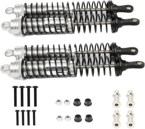RC Shock Absorber 140mm,Oil Adjustable RC Damper Set for 1/8 Rc Car Buggy Truck Hsp Hpi Losi Axial Upgraded Hop-Up Parts 4PCS/Set(Silver) - color: Silver