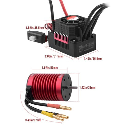 Surpass Hobby F540 3930KV Motor 45A ESC Combo for 1/10 RC Trucks | F540 brushless motor with waterproof ESC, CNC aluminum motor housing multi safety protection - size: 3930KV