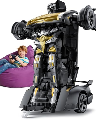Veeniix V992 4-Pack: Gray, Red, Green & Golden Transform Robot RC Cars, 1:14 Scale 2-in-1 Auto-Transforming Toy with Gesture Control, Sound & Lights, Ideal Gift Set for Kids