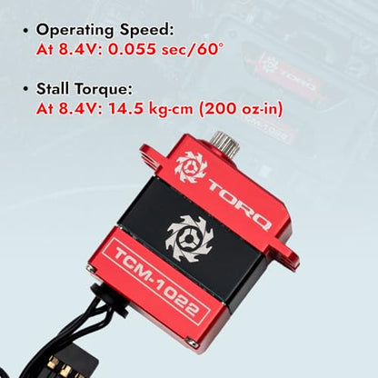 Helidirect TORQ TCM-1022 Full CNC Case Metal Gear Coreless Servo for Small-Scale RC Crawlers - RC Crawler Upgrade RC Servo (TCM-1022)