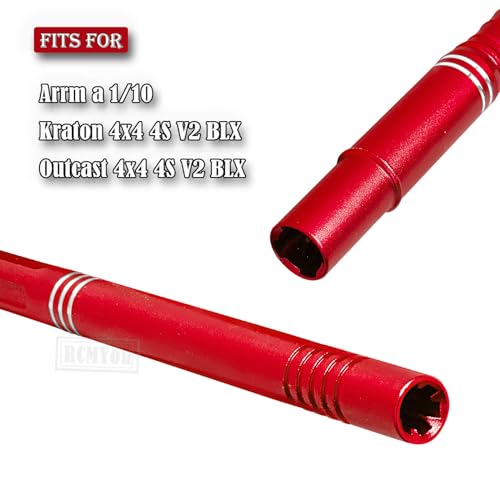 Aluminum RC Center Slider Driveshaft Upgrades Part for 1/10 Kraton 4x4 4S V2 BLX,Outcast 4x4 4S V2 BLX,Center Slider CVD Hops Up,Red - color: Red - Parts