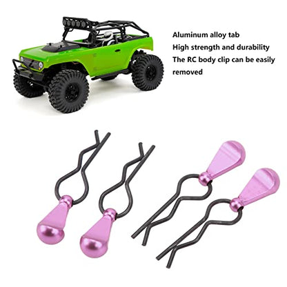RC Body Clips R Pins Stainless Steel Durable High Strength Metal RC Car Body Clips with Aluminium Alloy Pull Tabs for 1/8 1/10 RC Model Cars Black 34x12mm 4pcs (Purple) - color: Purple