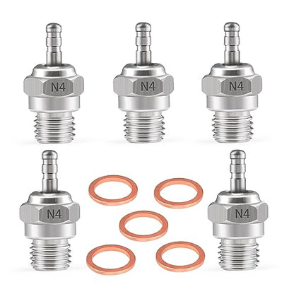 N4 Hot Glow Plug Spark Plugs for Traxas T-maxx Kyosho HSP1 HPI Redcat 1/8 1/10 RC Car Truck Buggy Accessories, Powerful 70117 Nitro Engine Parts Replace 5 Pack - style: N4