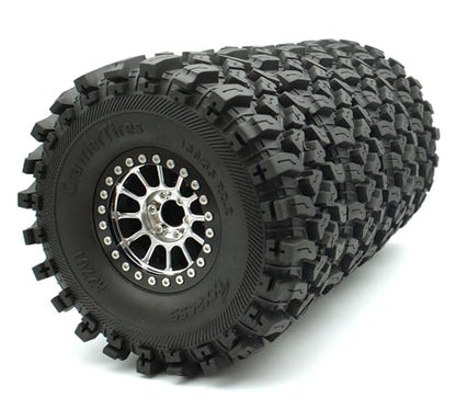 348g Weighted RC 2.2 Beadlock Wheels & Tire Set (4-Piece) Upgrades Accessories Rims for 1/10 SCX10 Wheels TRX4RC4WD and D90 RC Crawler Axial Remote Control Car 4pcs (Silver & Black) - color: Silver & Black