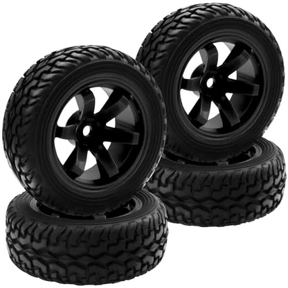 75mm/2.95'' Rubber Tires & Plastic Wheel Rims 12mm Hex w/Foam Compatible with HSP Tamiya HPI Kyosho 1/10 1/12 On-Road RC Touring Car,WLtoys 1/14 144001 RC Buggy (Black) - color: Black