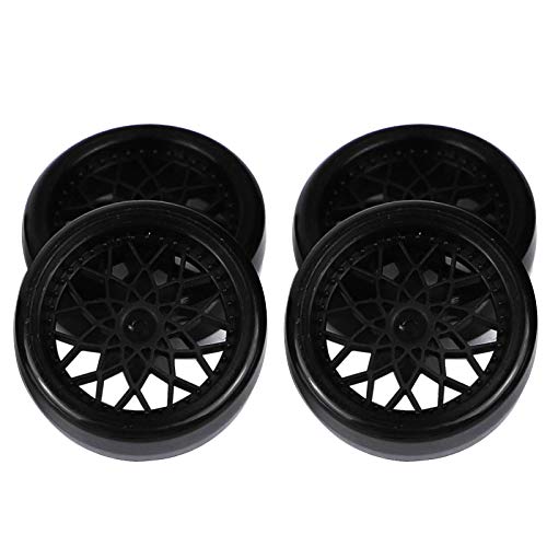 4Pcs Vgoohobby Hard Plastic RC Car Drift Tires Wheel Rim with 2Pcs 5mm Metal Hub Hex Adapter Coupling Compatible with WPL D12 1/10 RC Car (Black) - color: Black
