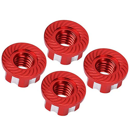 RC Hex Nuts, Lightweight Durable Aluminum Alloy 4pcs Set Hex Wheel Nuts 17mm M4 for 1/10 Scale RC Car Enthusiasts Off-Road Racing Daily Maintenance
