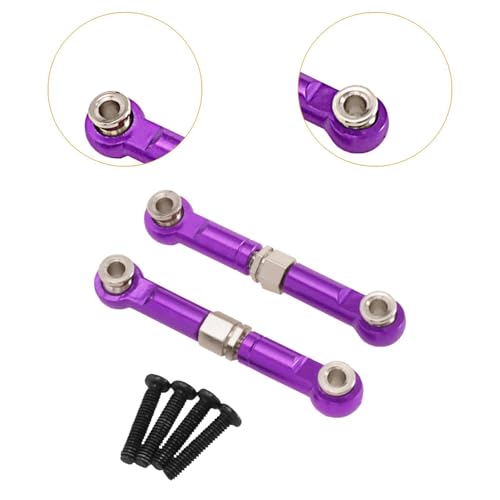 2X 1/14 RC Steering Linkage Aluminum Alloy Adjustable Tie Rods for 14211 Model RC Hobby Car Parts- Violet - color: Violet