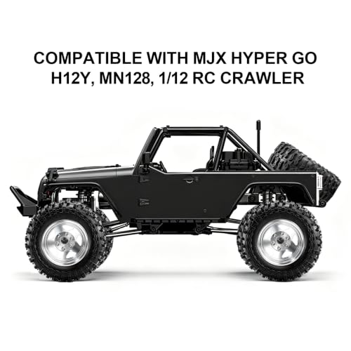 1.9" Beadlock Aluminum Wheels and 90mm Soft Rubber Tires for MJX Hyper Go H12Y, MN128, 1/12 RC Crawler Upgrade Parts, Set of 4 with Foam Inserts