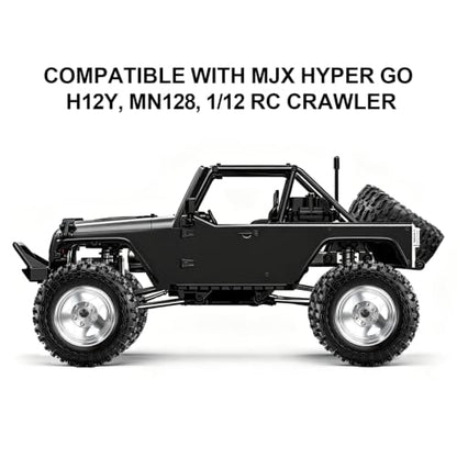 1.9" Beadlock Aluminum Wheels and 90mm Soft Rubber Tires for MJX Hyper Go H12Y, MN128, 1/12 RC Crawler Upgrade Parts, Set of 4 with Foam Inserts