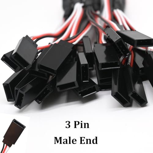 15PCS RC Servo Y Extension Cable 3-Pin Male to 1/2/3 Female Y Harness Splitter, 200mm Servo Extension Wire Compatible with JR Futaba JST for RC Car Airplane Helicopter - style: 1 Male to 1/2/3 Female