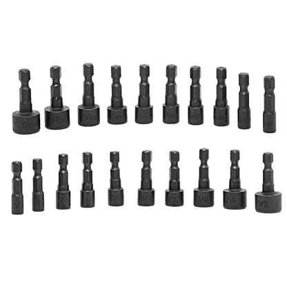 NEIKO 10068A Nut Driver Set, For Impact Drill and Driver, 20 Piece, 1/4” Hex Small Nut Driver Bit Set, Metric and Standard, 4-12 mm & 5/32”-1/2”, CR-V Steel, Nutsetter Driver Bits - size: Nut Driver Bit, style: SAE and Metric