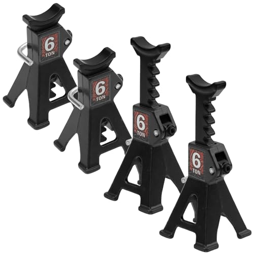 4Pcs ShareGoo 1/24 RC Scale Toy Decoration Metal RC Mini Toy Jack Stands Simulation Compatible with 1/18 1/24 RC Crawler SCX24 AX24 TRX4M FCX24 RC Crawler Car (Black) - color: Black