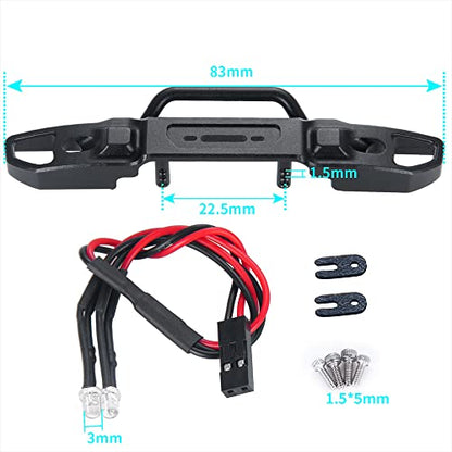 Metal Front & Rear Bumper with Lights, Front | For 1/24 Axial SCX24 AXI00006 Bronco, RC Crawler Car - color: Front