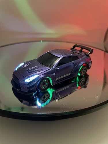 Mini RC Drift Car 1:64 Scale, Remote Control Car with LED Lights & 2-Speed Modes, Upgraded 2.4G Wireless Radio Remote Control for Multi-Users Fast (Blue Chameleon) - color: Blue Chameleon