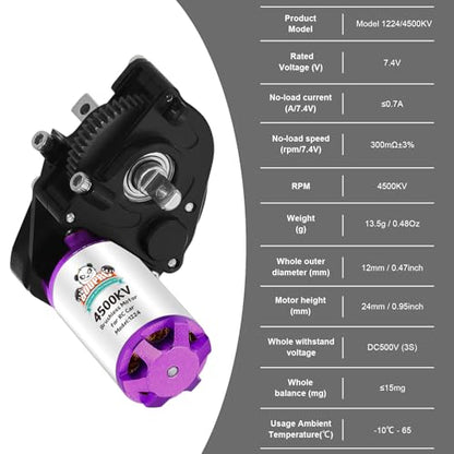GOUPRC 30A Brushless ESC & 1224 4500KV Brushless Outrunner Motor with Transmission for SCX24 RC Crawler Axial 1/24 RC Crawler - color: Black Transmission