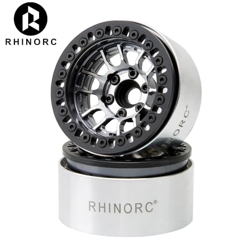 RhinoRC MOZA 1.9 Inch Negative Offset Aluminum Wheel Rim, 4PCS RC Beadlock Wheels for 1/10 RC Crawler Axial SCX10 RR10 Wraith TRX4 TRX-6 (WH1906) - color: Wh1906