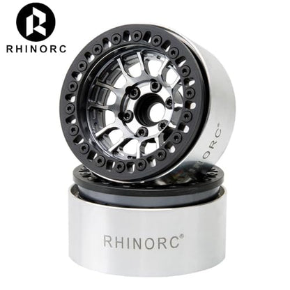 RhinoRC MOZA 1.9 Inch Negative Offset Aluminum Wheel Rim, 4PCS RC Beadlock Wheels for 1/10 RC Crawler Axial SCX10 RR10 Wraith TRX4 TRX-6 (WH1906) - color: Wh1906