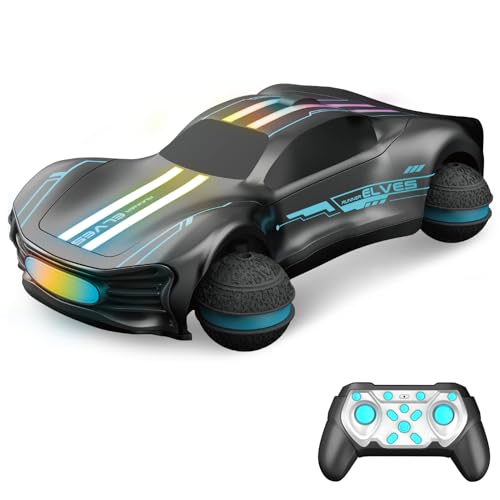 1:16 Scale RC Drift Car, 4WD Drift Stunt Car Round Wheel Concept Vehicle with All Terrain Tires, LED Lights, Christmas Birthday Gifts for Teen Adults - color: Gray, size: 1 Battery