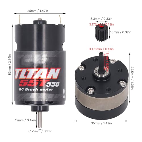 550 55T RC Brushed Motor,High Speed Brushed Motor with 1/3 Reduction Gear Box for 1/14 1/10 RC Crawler Car Truck