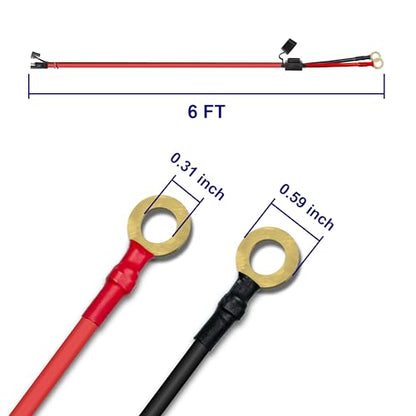 BFXM 10AWG 6FT SAE Connector Extension Cables with 15& 20A Fuse | 2 Pin SAE to O Ring Terminal Quick Disconnect Harness for Car, Motorcycle, Solar Panel - color: 10awg6ft