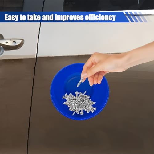 5.7 Inch Magnetic Nut Cup, Dual-Sided Magnetic Bowl, Curved Tool Tray Holds Up to 6 Lbs, Multi-Use Magneti c Parts Tray for Car Bolts Nuts Screws Small Parts Organizer(Blue) - color: Blue