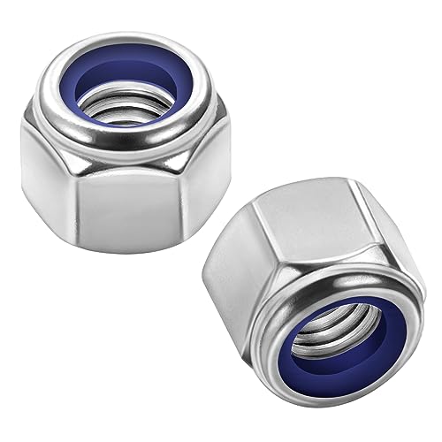 M12 Nylon Insert Hex Lock Nuts Locknuts, Stainless Steel 18-8 (304), Bright Finish, 10 PCS - color: Silver, size: M12-1.75
