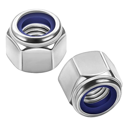 M12 Nylon Insert Hex Lock Nuts Locknuts, Stainless Steel 18-8 (304), Bright Finish, 10 PCS - color: Silver, size: M12-1.75