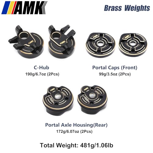 AMK SCX10 III Brass Kit 1.1lb 1.9 Capra Steering Knuckle Front Caps Rear Portal Axle Housing for 1/10 RC Crawler Axial SCX10 Upgrades AR45P UTB10 Vanquish F9 CP44