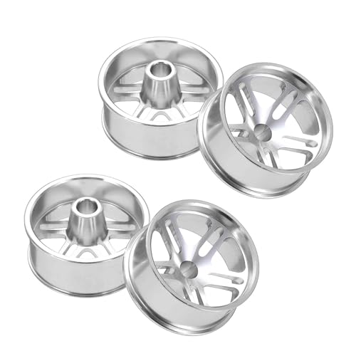 MECCANIXITY 4Pcs RC Car Wheel Rims, 23.5mm Dia 5-Spoke Silver Aluminum Alloy Wheel Rims Hex Hub for HSP RC Drift Racing Touring Car - color: Silver, size: 23.5mm Dia