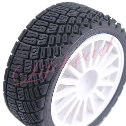 Lifehead 67mm RC On-Road Rally Car Tires and Wheels for 1/10 RC On-Road Touring Drift Car HSP Tamiya XV01 TT01 TT02B HPI Kyosho FAZER MK2 /12mm Hex - color: White C
