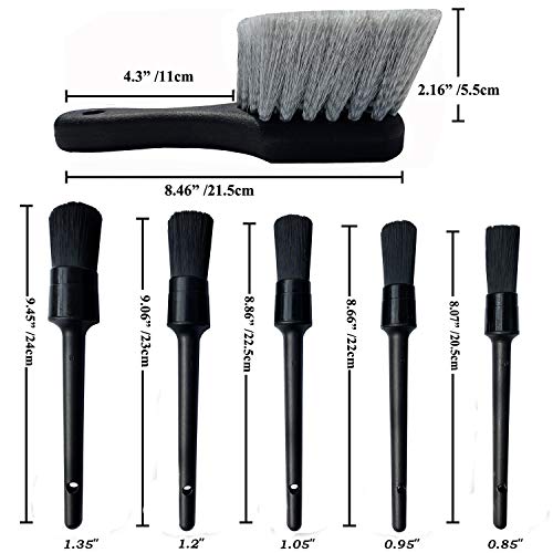 Car Wash Brush with Long Handle, Car Detailing Kit, Wheel Brush 7 Packs | Wheel Cleaner Brush, 17 In Long Wheel Brush, Soft Cleaning Tire Brush, 5 Car Detailing Brush Set (Black & Blue) - color: Blue