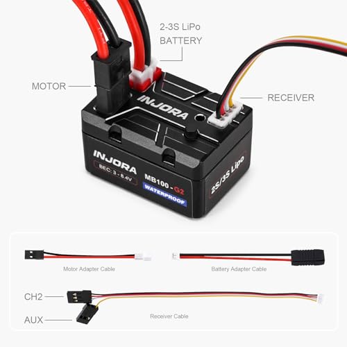INJORA MB100 G2 Waterproof 40A Brushed ESC for 1/24 1/18 RC Crawler
