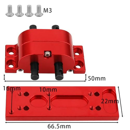 Metal Alloy 1:1 Transfer Case Gearbox Transmission with Mount Plate for Axial SCX10 D90 1/10 RC Crawler 1/14 Tamiya Tractor Truck Upgrade Parts (red) - color: Red