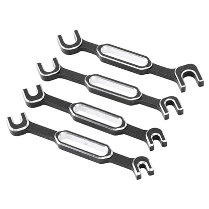 RC Car Wrench, 4PCS RC Car Repair Wrench Turnbuckle Nut Ball Joint Remover Aluminum Alloy RC Maintenance Spanner 3.0‑6.0mm for RC Car Truck - color: Black