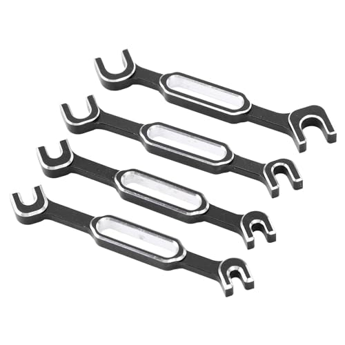 CCYLEZ RC Car Wrench, High Strength Aluminum Alloy Turnbuckle Nut Remover Tool Kit for RC Drift Cars and RV Maintenance 4PCS Set Black - color: Black