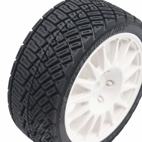 68mm 4PCS 1/10 RC On-Road tires and Hard Plastic wheels set Hex 12mm For WRC Drift Car Conversion 1/10 RC On-Road Car Traxxas Tamiya FW06 TT02 HPI HSP 94122 Kyosho W76 (White) - color: White