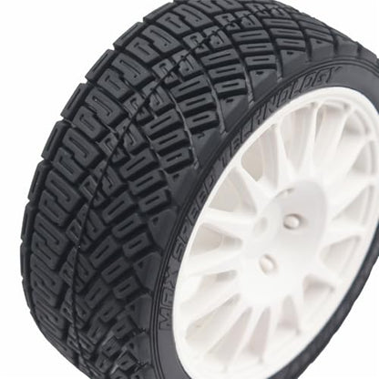 68mm 4PCS 1/10 RC On-Road tires and Hard Plastic wheels set Hex 12mm For WRC Drift Car Conversion 1/10 RC On-Road Car Traxxas Tamiya FW06 TT02 HPI HSP 94122 Kyosho W76 (White) - color: White