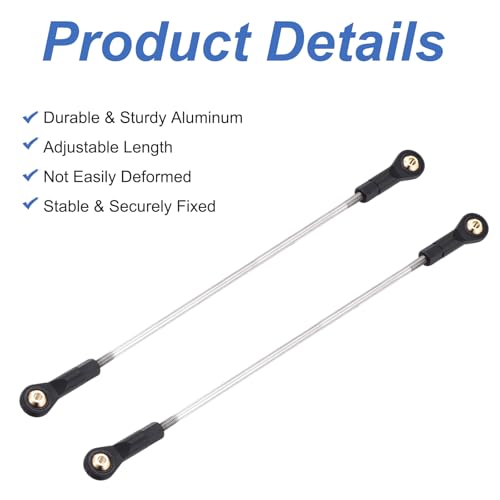 MECCANIXITY 2Pcs Adjustable Turnbuckles Camber Links, 174-184mm Turnbuckle Rod Steering Servo Linkage with M3 Ball Head Rod Ends for RC Car Replace Parts DIY - size: 174-184mm
