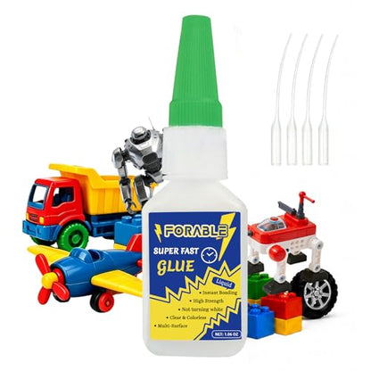 Super Glue for Plastic Fast Setting Strong Plastic Model Glue for Miniature, Car, Model, Toys, 3D Prints, DIY Crafts, Metal 1.06 oz - size: 1.06 oz