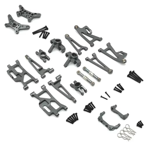 For MJX 14209 14210 1/14 Metal Steering Cup Upper Lower For Swing Arm Set Shock Tower Bracket Body Post RC Car Accessories Replacements RC Car Upgrade Part(Gray) - color: Gray