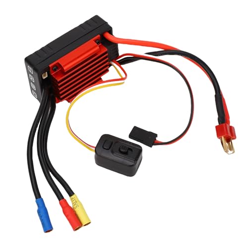 Eujgoov Sensorless Brushless ESC for 1/18 RC Car, Electronic Speed Controller with Fan Heatsink, Motor Driver for Short Course Truck Buggy Truck, Includes Video, CE FCC RoHS
