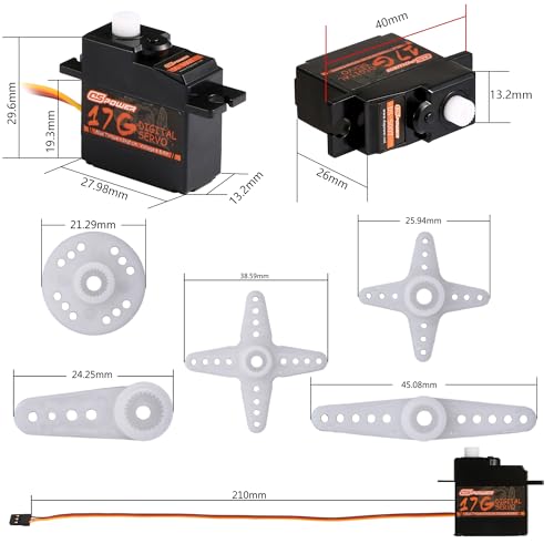 2PCS 17G RC Micro Servo, Waterproof RC Mini Digital Servo Motor with 25T Servo Horn for 1/18 1/16 1/14 RC Car Tank Boat Fixed-Wing Helicopter Airplane Robot Toy