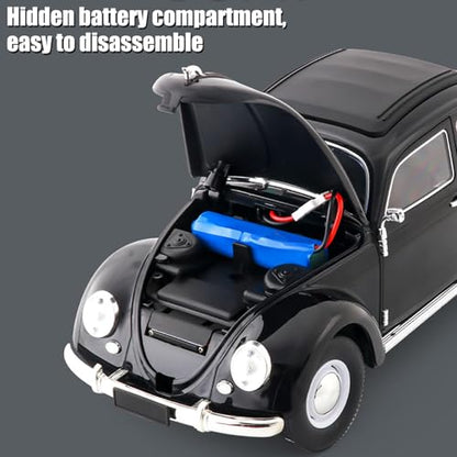 1:16 Beetle 1950 RC Car, 4CH RWD 2.4GHz RC Car with LED Lights | Classic Retro Design with 2 Rechargeable Battery. Rear-wheel Drive for Control. Volkswagen Beetle Toy Car for Hobbyists - size: 1 Battery
