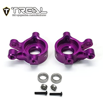 TREAL Aluminum 7075 Front Steering Knuckles Set (2P) L&R CNC Machined Upgrades Compatible with 1/18 TRX4M (Purple) - color: Purple