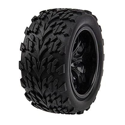 12mm Hub 4.64''OD Rubber Tires & Wheel Rim w/Foam Compatible with 1/10 Scale Traxxas Slash HPI HSP Volcano ExceedRC Infinitive Off-Road Car Monster Truck (Style 1) - style: Style 1