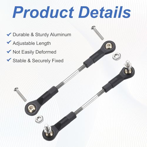 MECCANIXITY 4Pcs Adjustable Turnbuckles Camber Link, 59-69mm Turnbuckle Rod Steering Servo Linkage with M3 Ball Head Rod Ends for RC Car Replace Parts - size: 59-69mm