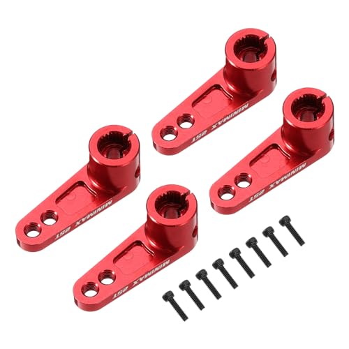 MECCANIXITY Aluminum Alloy 25T Steering Servo Arm Horn Red for 1/8 1/10 RC Car/Boat/Airplane Boat Accessories 4 Pcs - color: Red