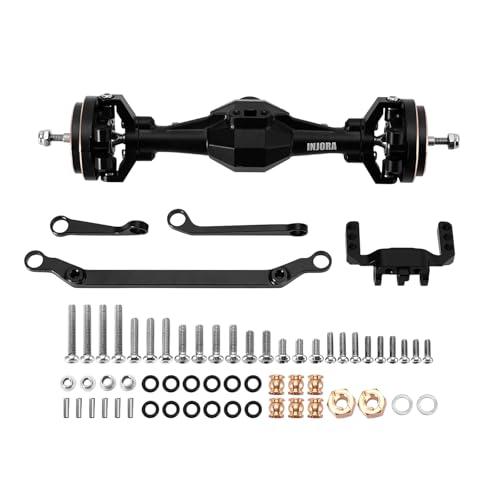 INJORA +4mm Diamond Axles with Brass Steering Knuckles for 1/18 RC Crawler TRX4M Upgrade - color: Black Brass